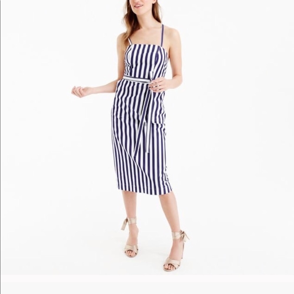 Thomas Mason x J Crew Striped Apron Dress NEW - Picture 4 of 7